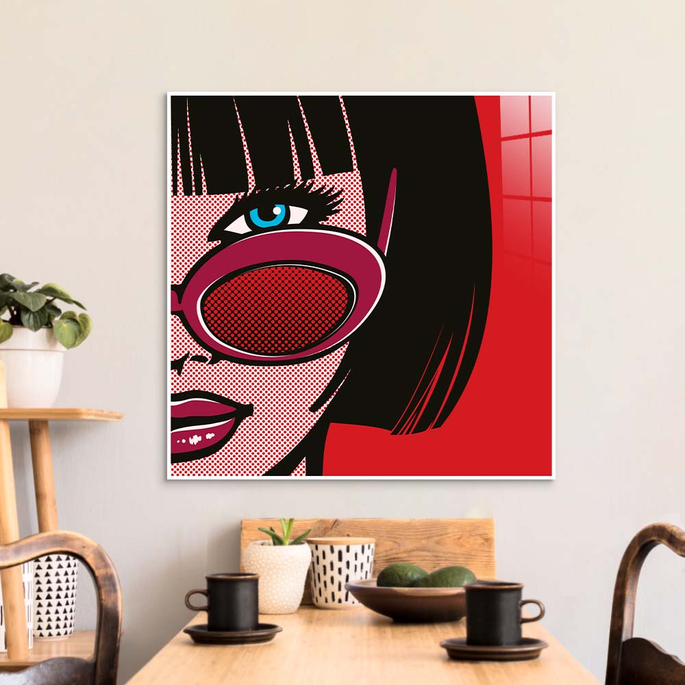 Retro Red Sunglasses 2 Glass Wall Art