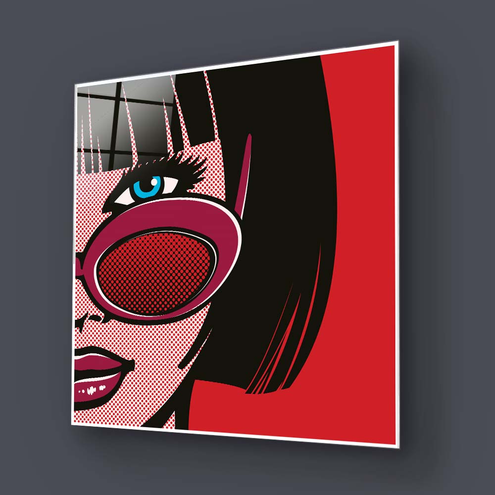 Retro Red Sunglasses 2 Glass Wall Art