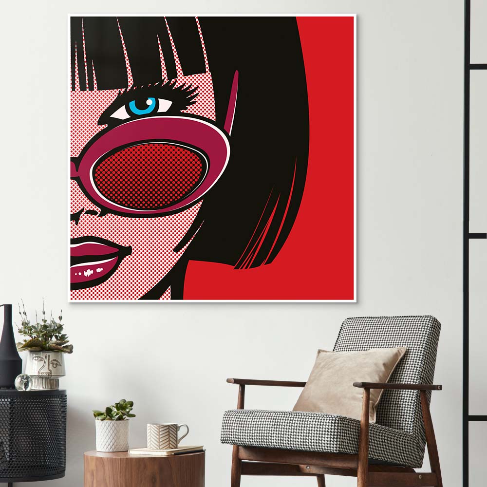 Retro Red Sunglasses 2 Glass Wall Art