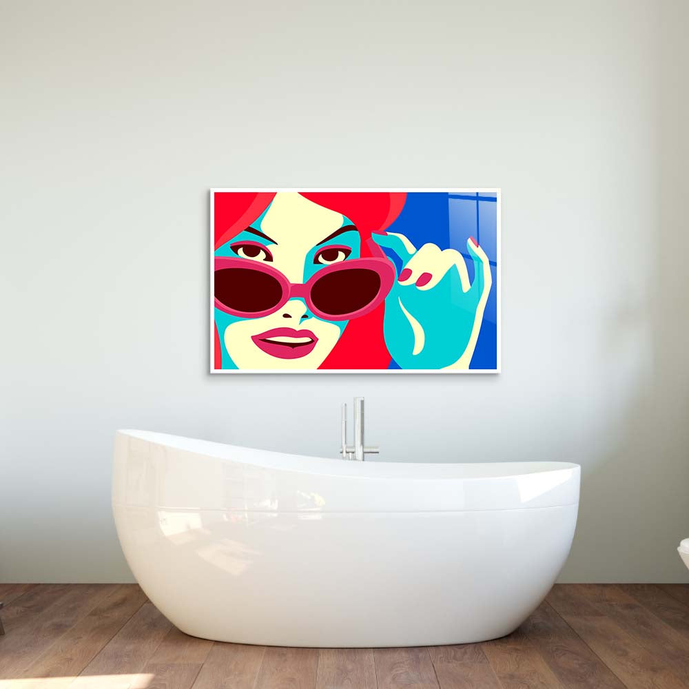 Retro Red Sunglasses Glass Wall Art