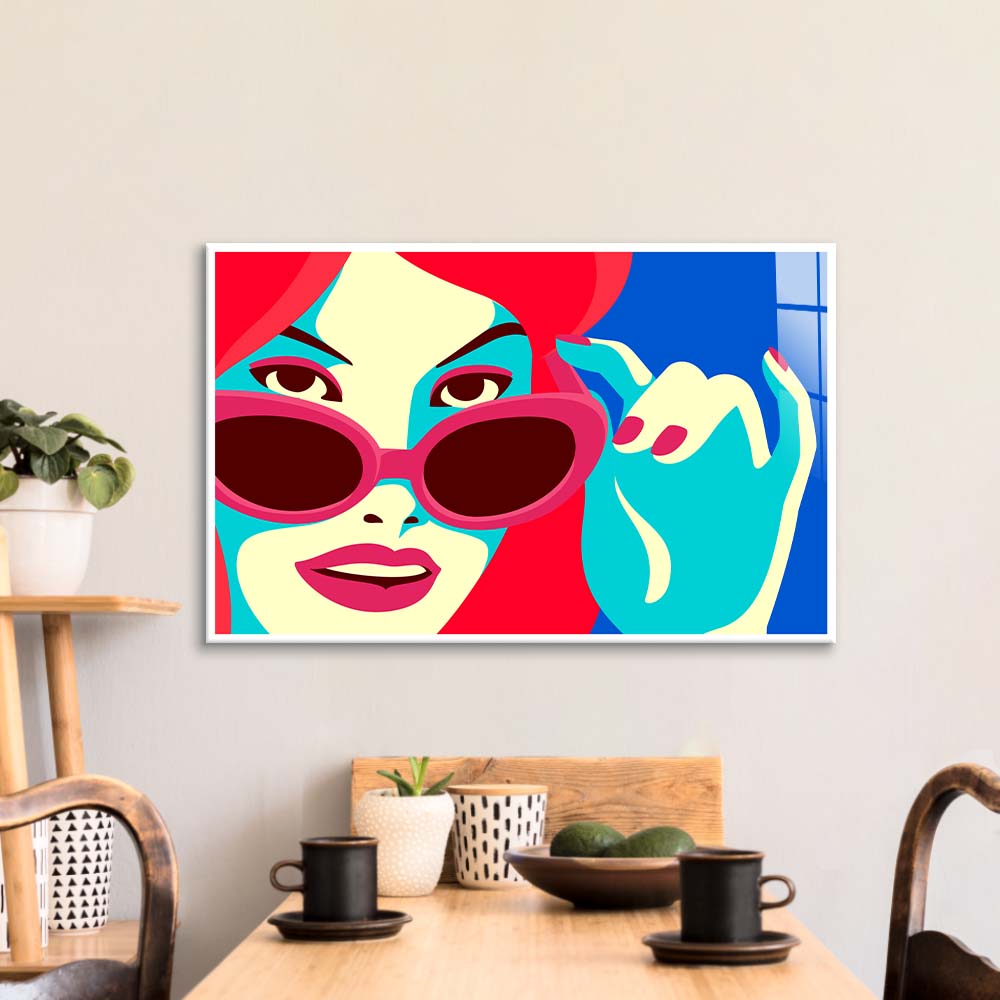 Retro Red Sunglasses Glass Wall Art