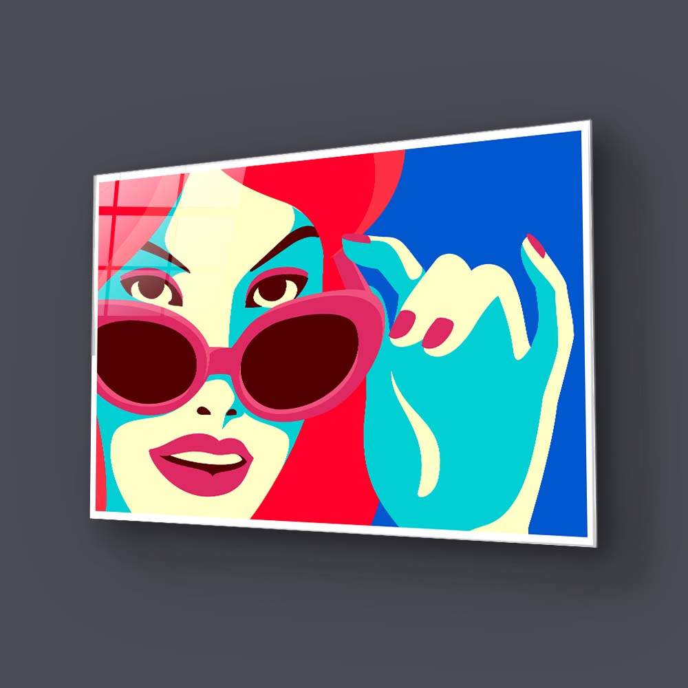 Retro Red Sunglasses Glass Wall Art