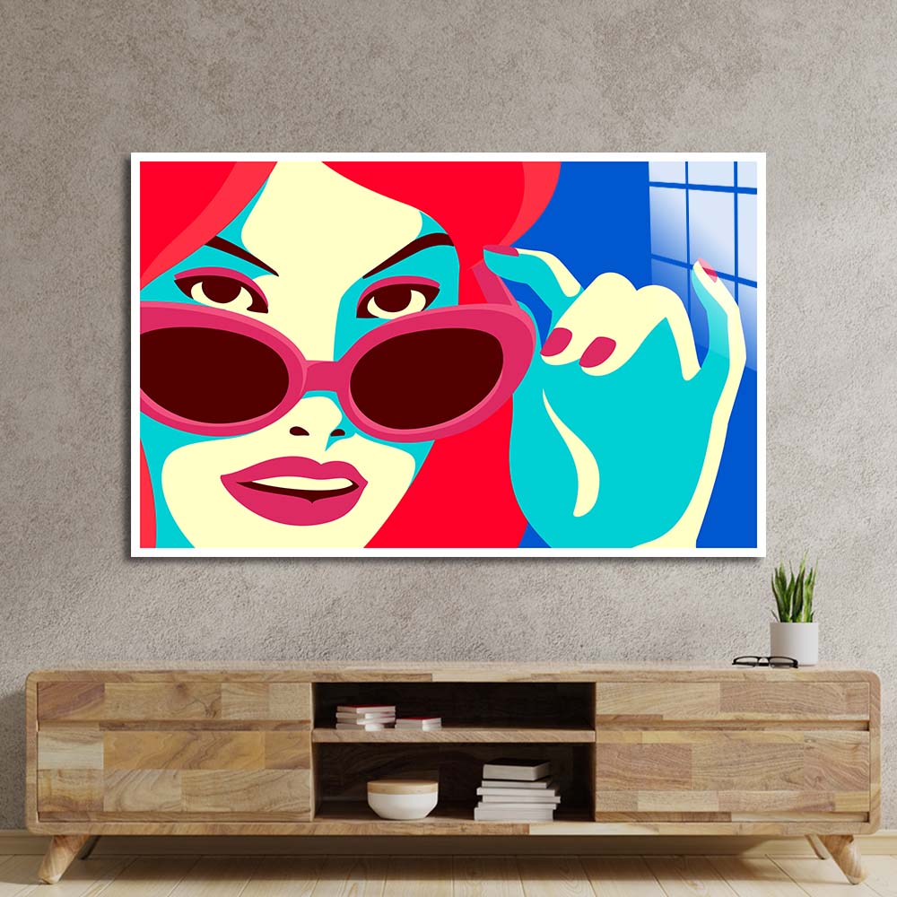 Retro Red Sunglasses Glass Wall Art