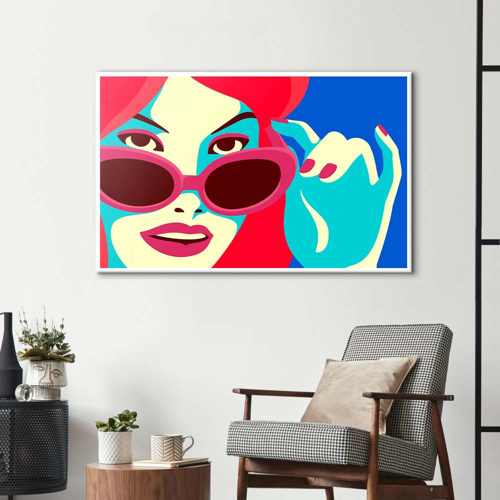 Retro Red Sunglasses Glass Wall Art
