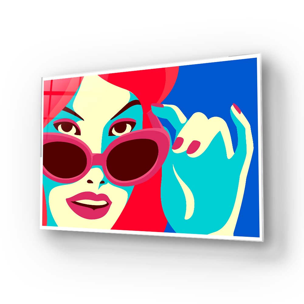 Retro Red Sunglasses Glass Wall Art