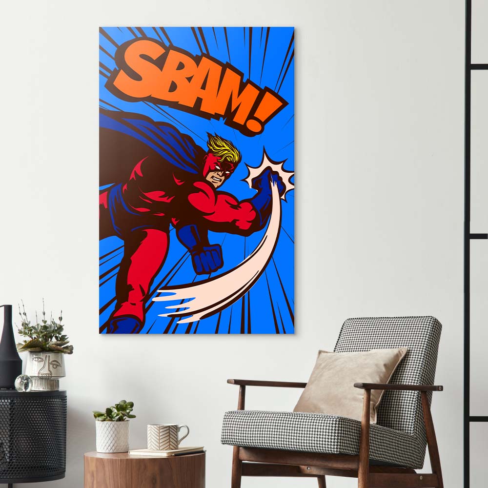 Retro Superhero Glass Wall Art