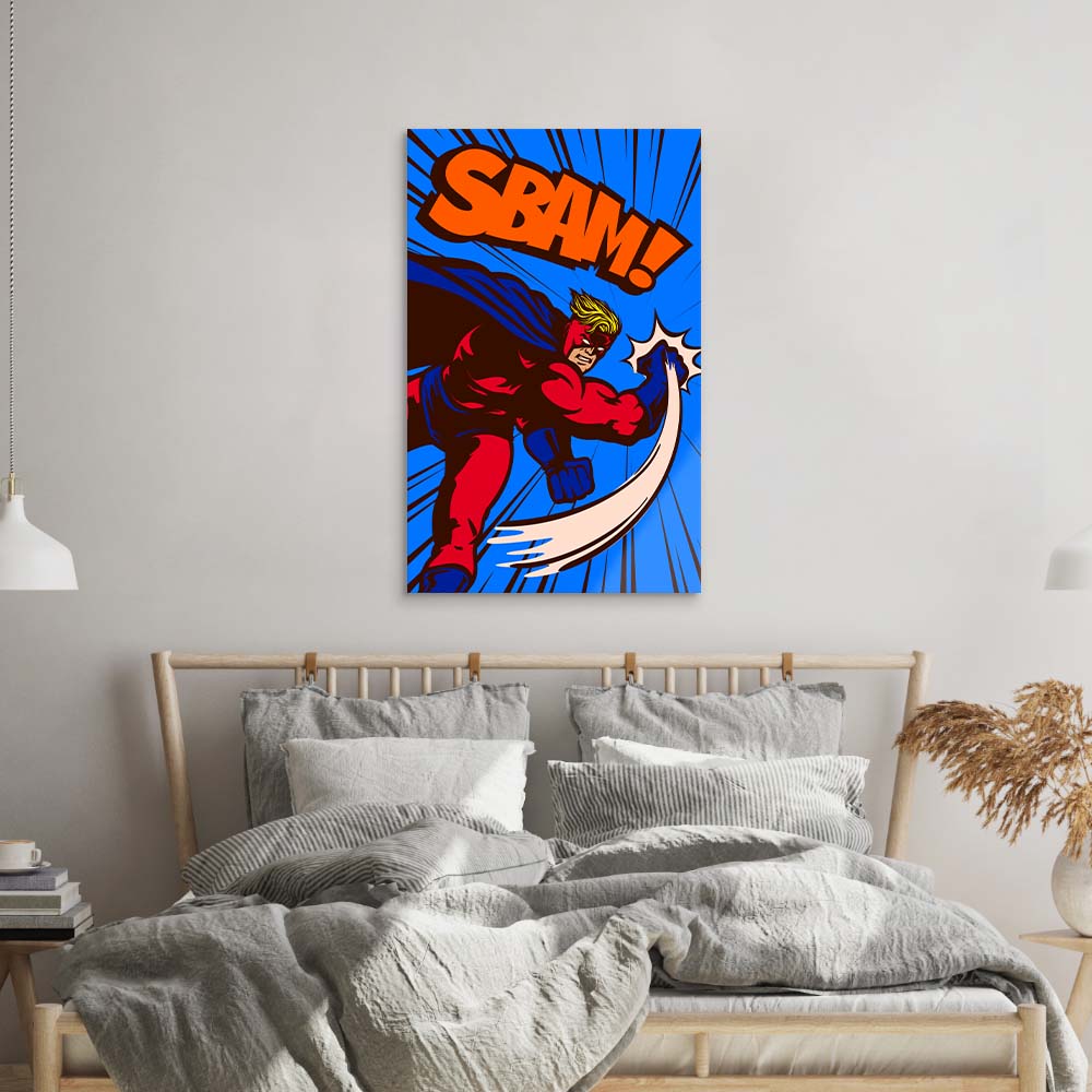 Retro Superhero Glass Wall Art