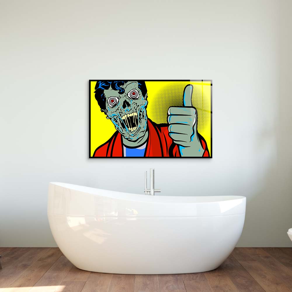 Retro Zombie Glass Wall Art