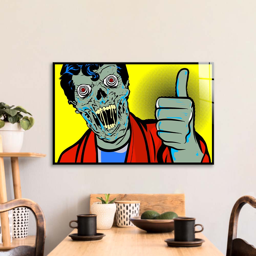 Retro Zombie Glass Wall Art
