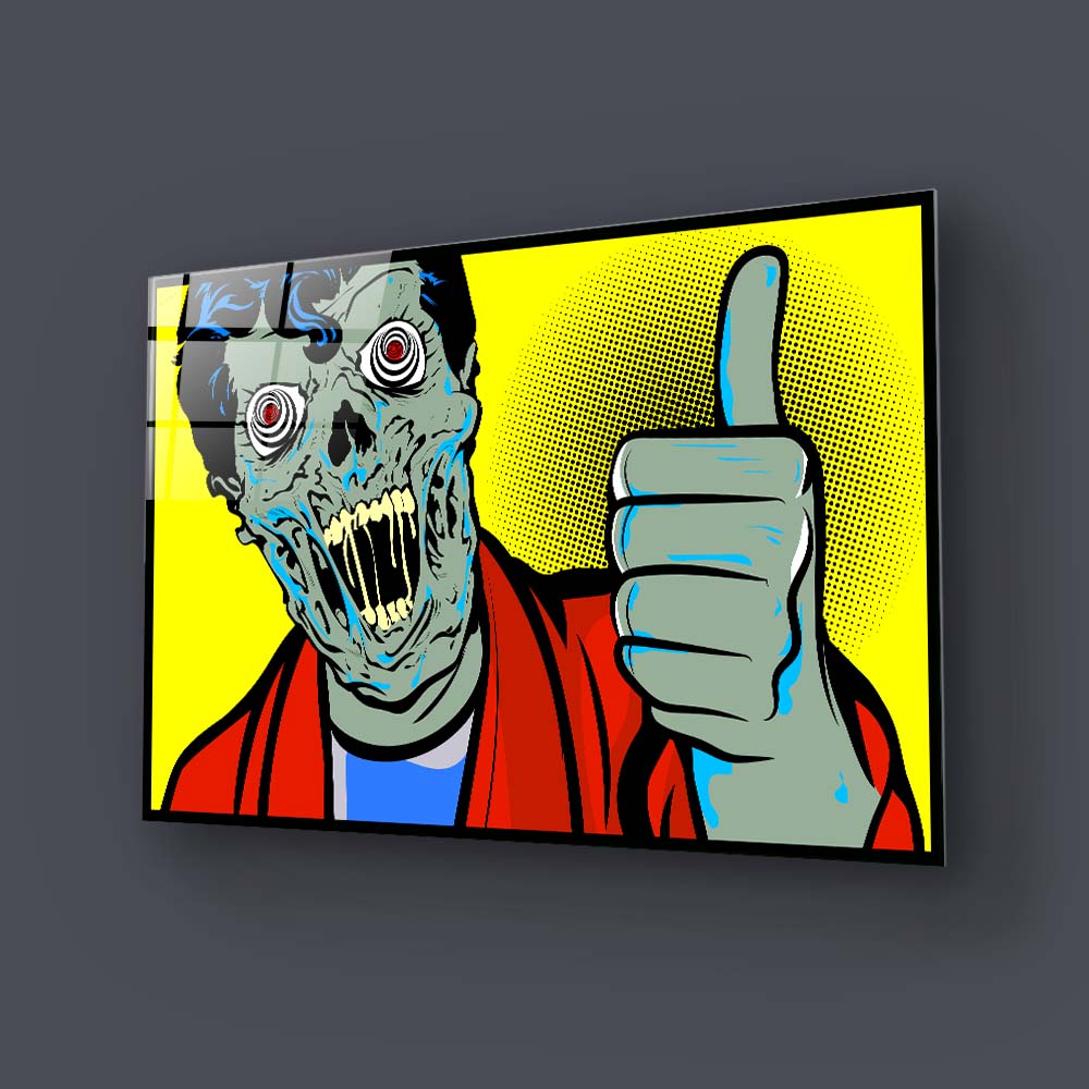 Retro Zombie Glass Wall Art