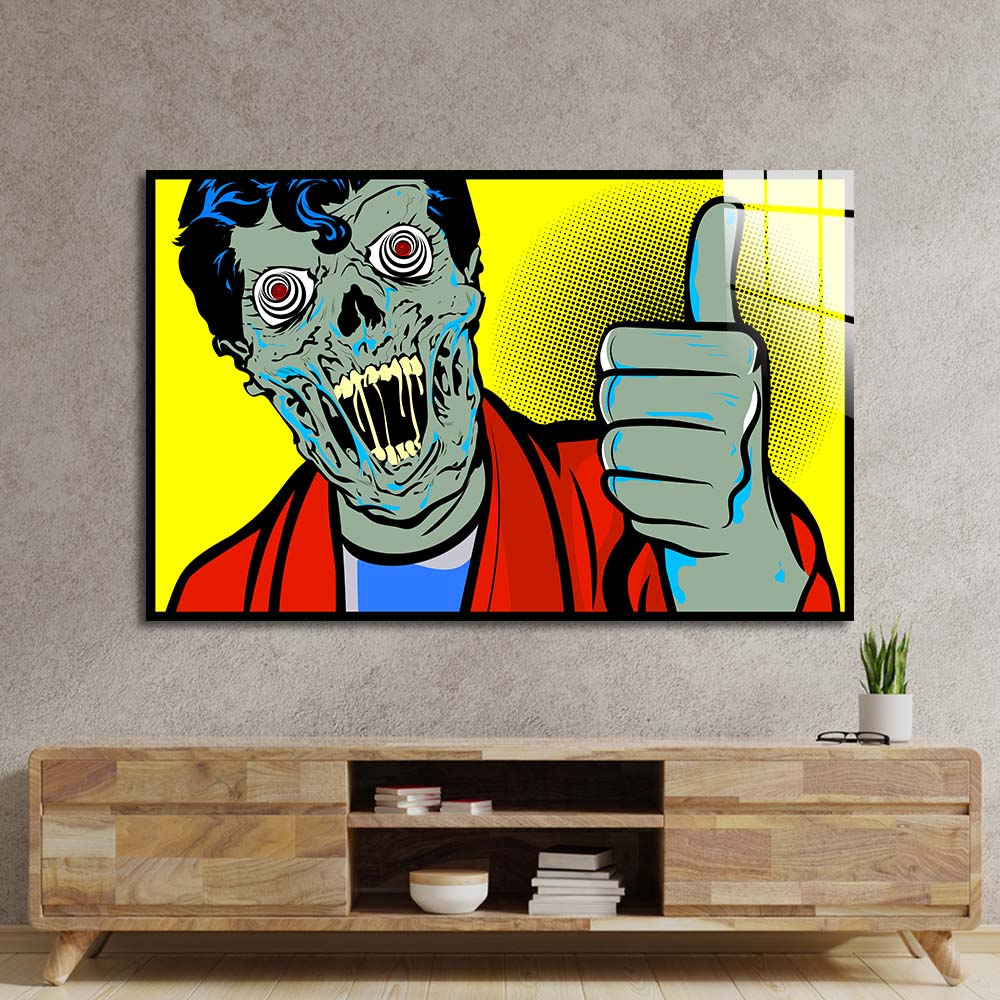 Retro Zombie Glass Wall Art