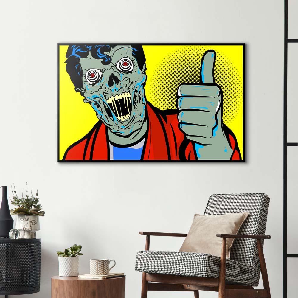 Retro Zombie Glass Wall Art