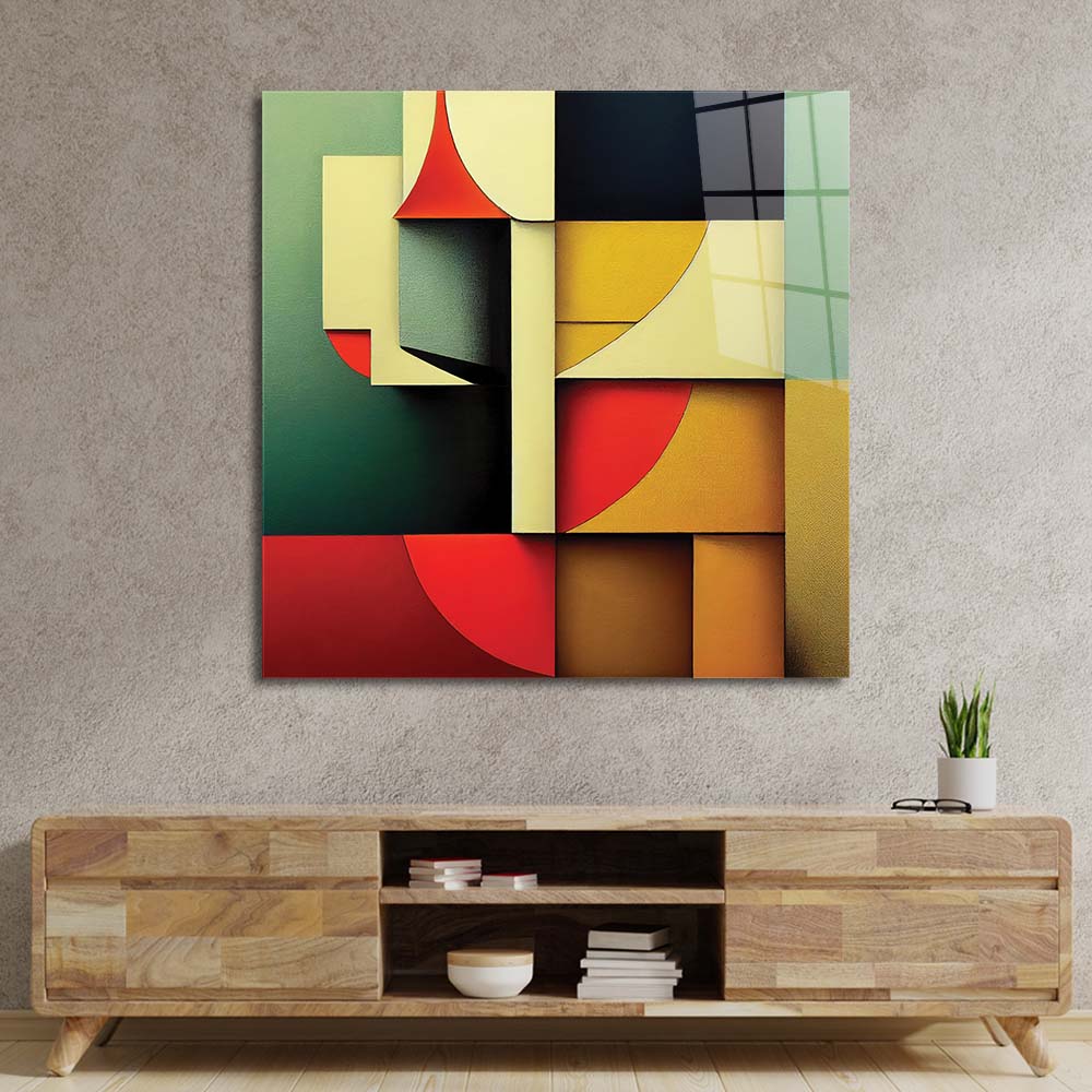 Stacking Cubist Glass Wall Art