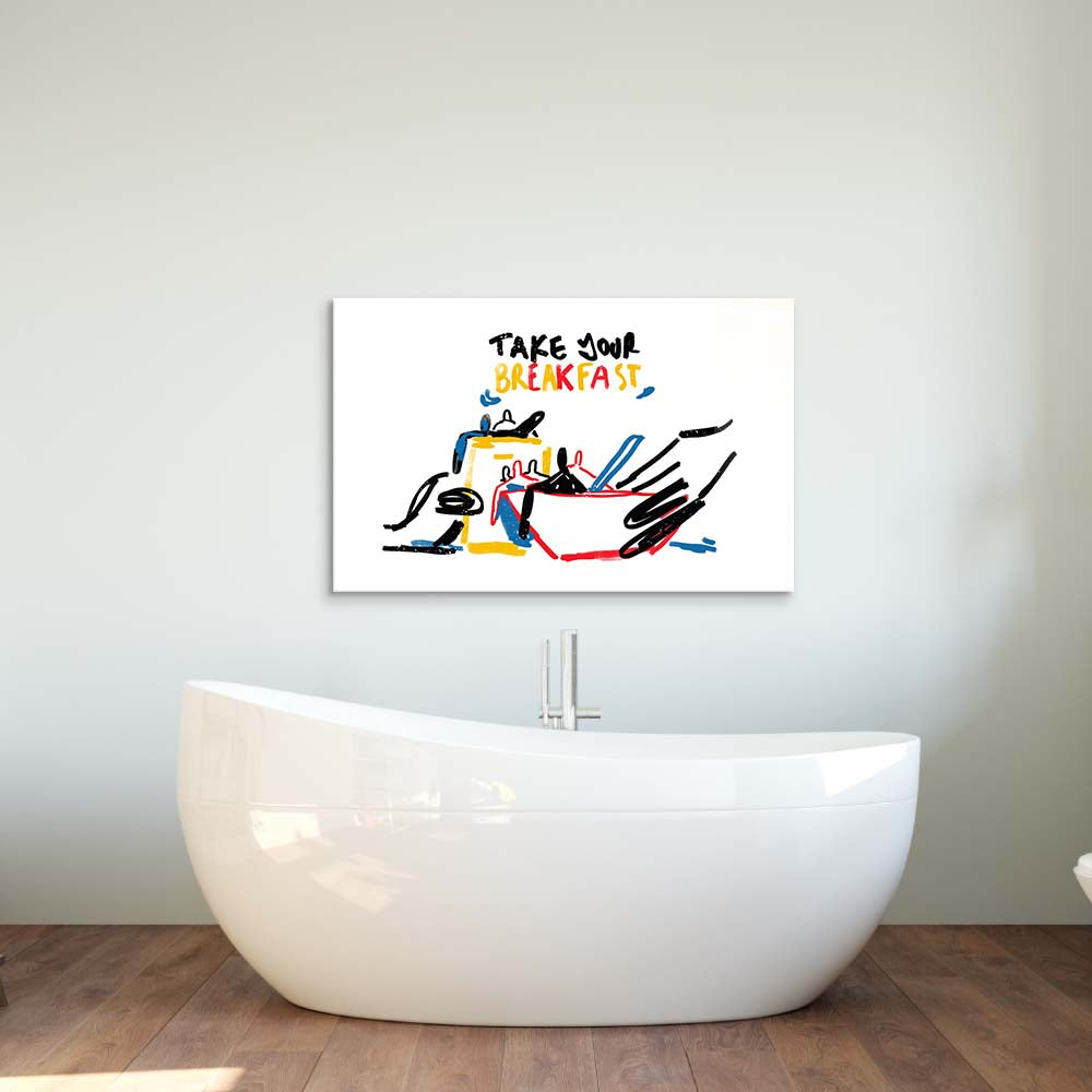 Take your Breakfast Abstract Glass Wall Art
