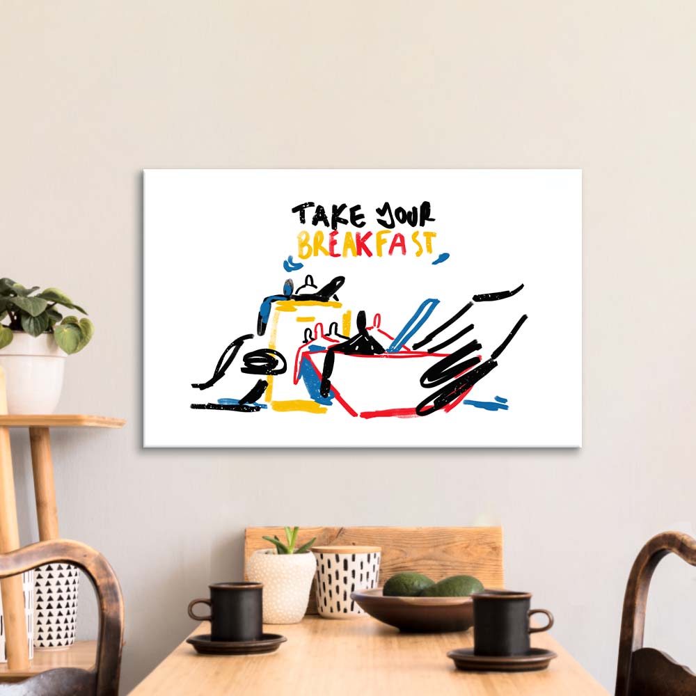 Take your Breakfast Abstract Glass Wall Art