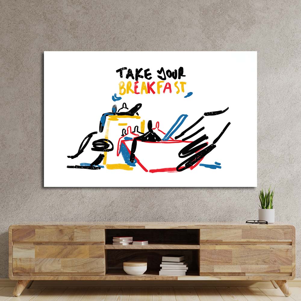 Take your Breakfast Abstract Glass Wall Art