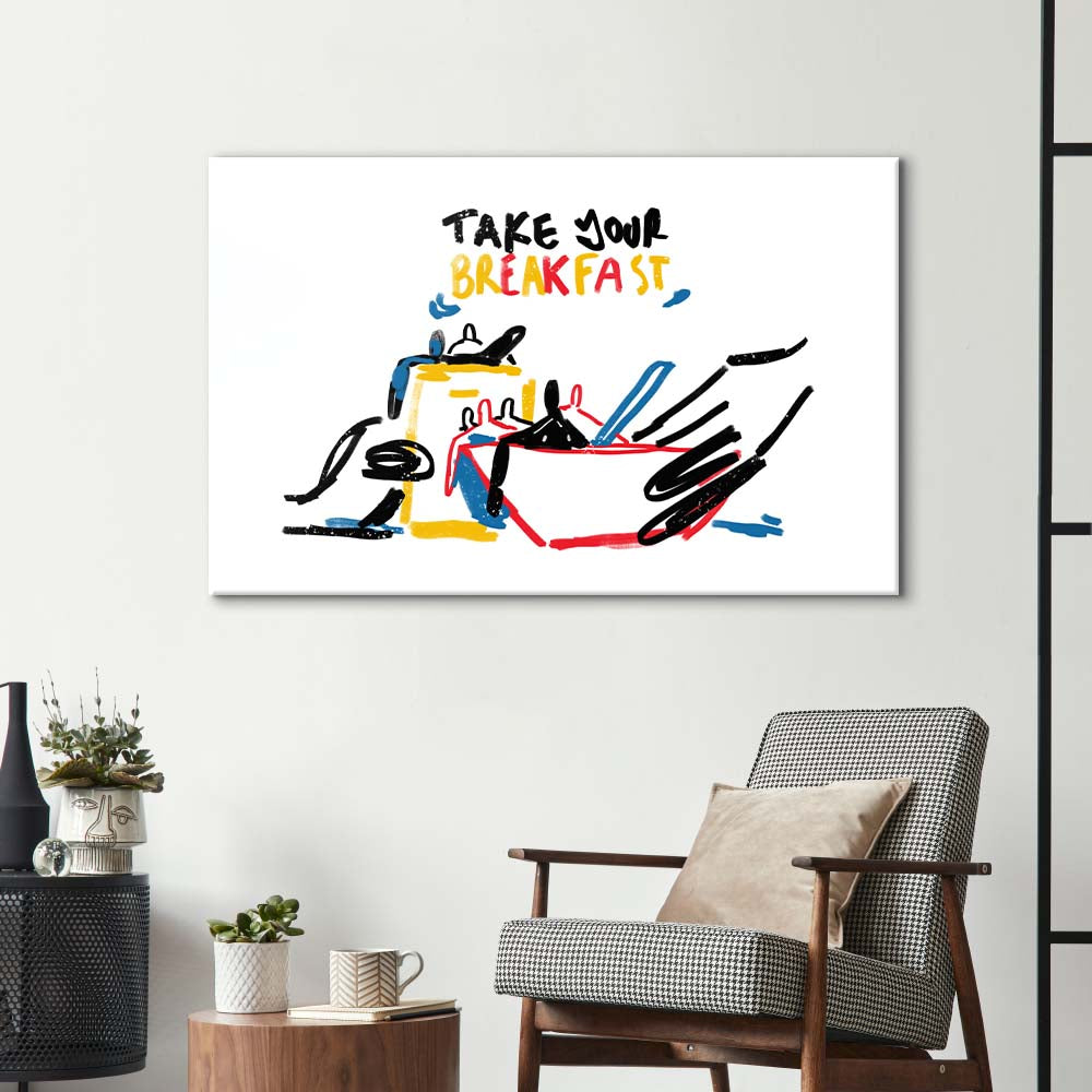 Take your Breakfast Abstract Glass Wall Art