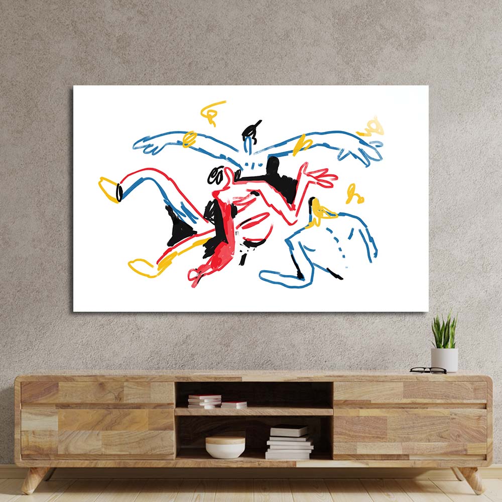 Teamwork Abstract Glass Wall Art