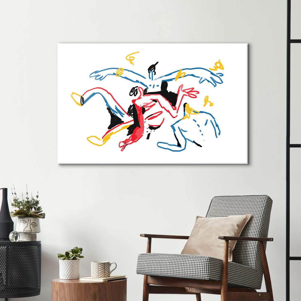 Teamwork Abstract Glass Wall Art