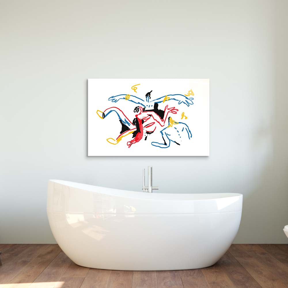 Teamwork Abstract Glass Wall Art