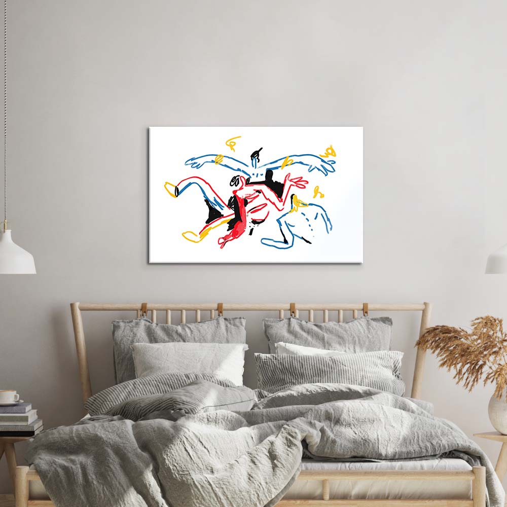 Teamwork Abstract Glass Wall Art