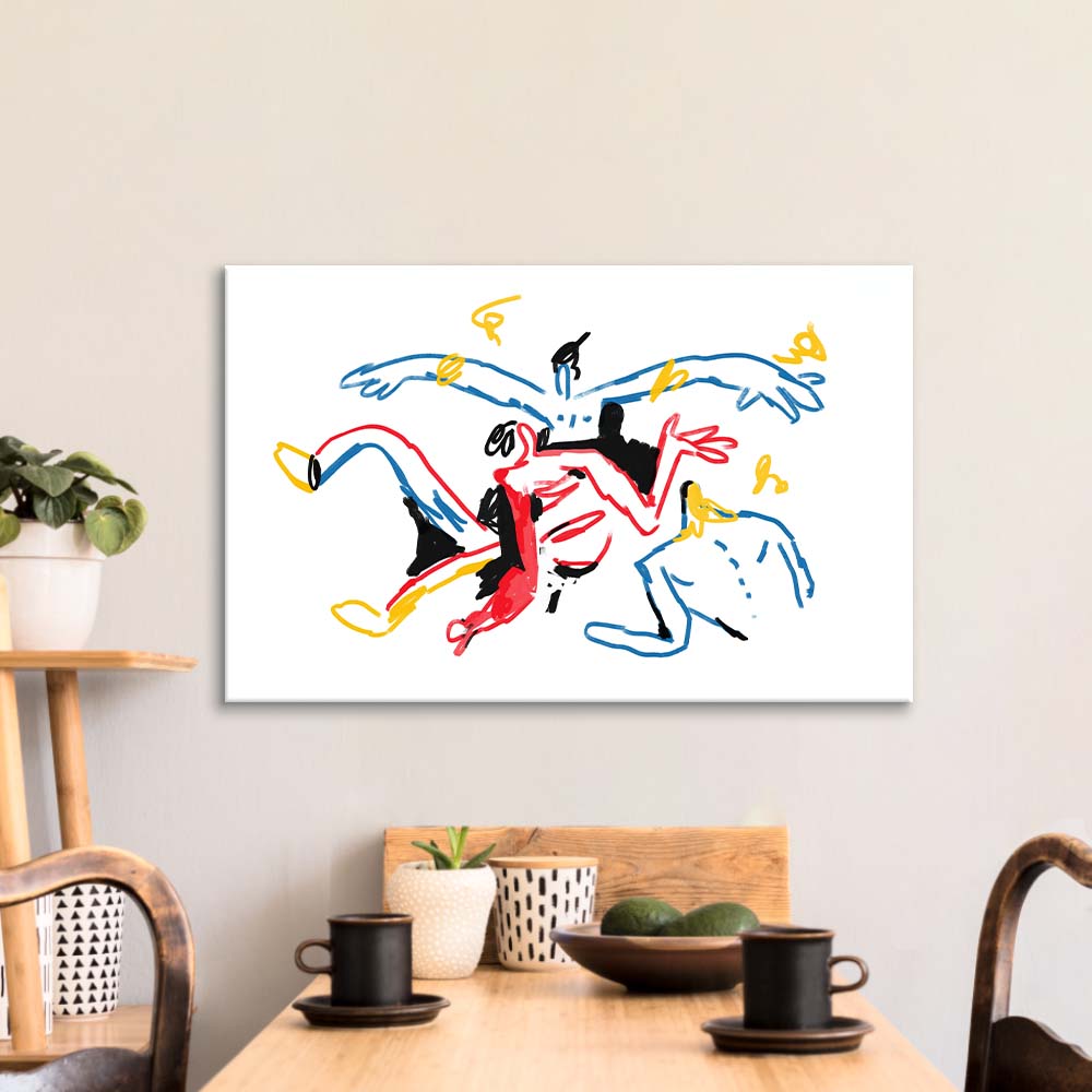 Teamwork Abstract Glass Wall Art