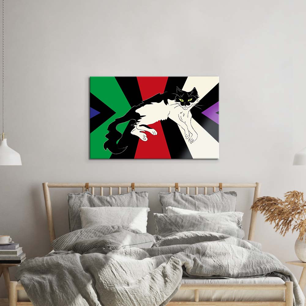 Tuxedo Cat Glass Wall Art