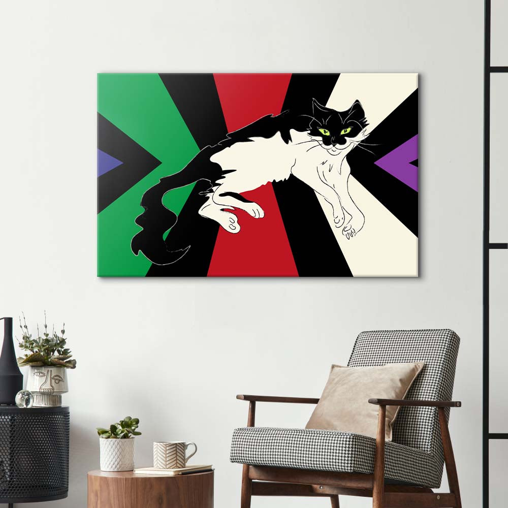 Tuxedo Cat Glass Wall Art