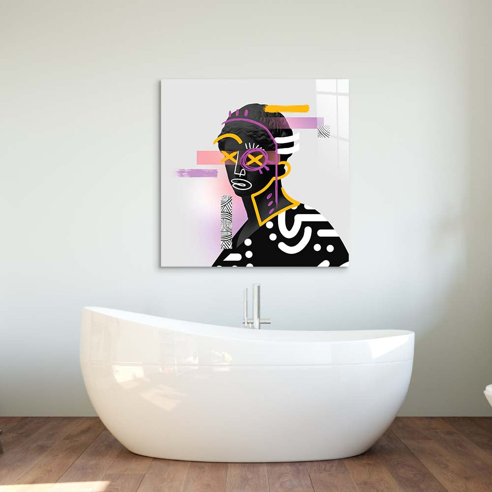 Vandalised Greek Statue 2 Glass Wall Art