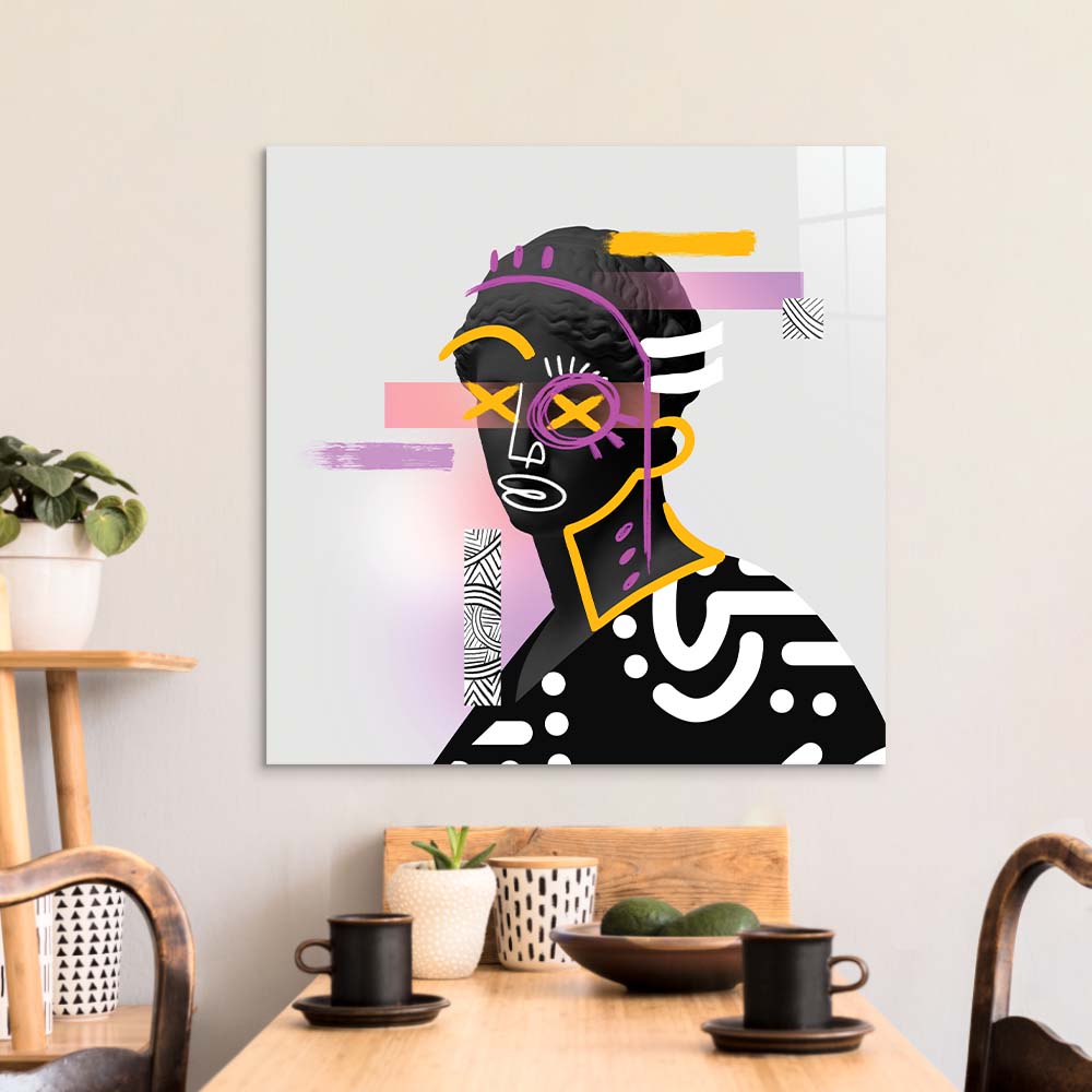 Vandalised Greek Statue 2 Glass Wall Art