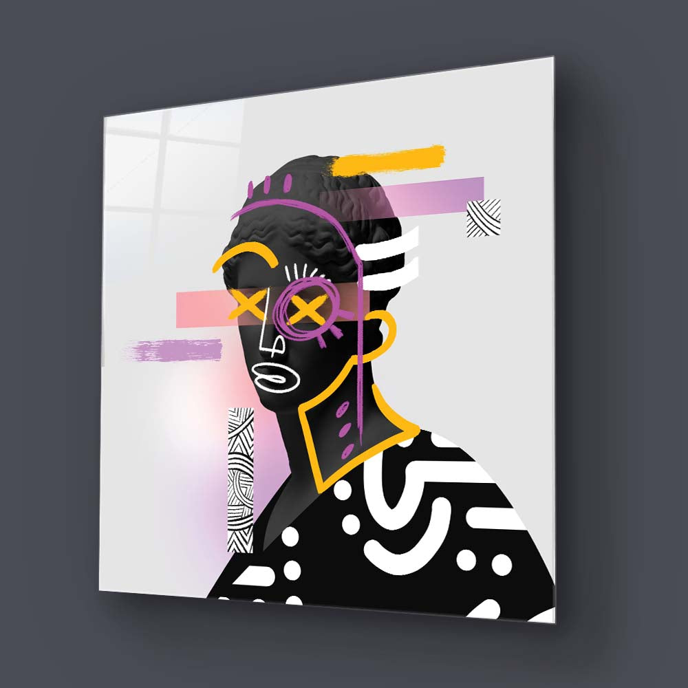 Vandalised Greek Statue 2 Glass Wall Art