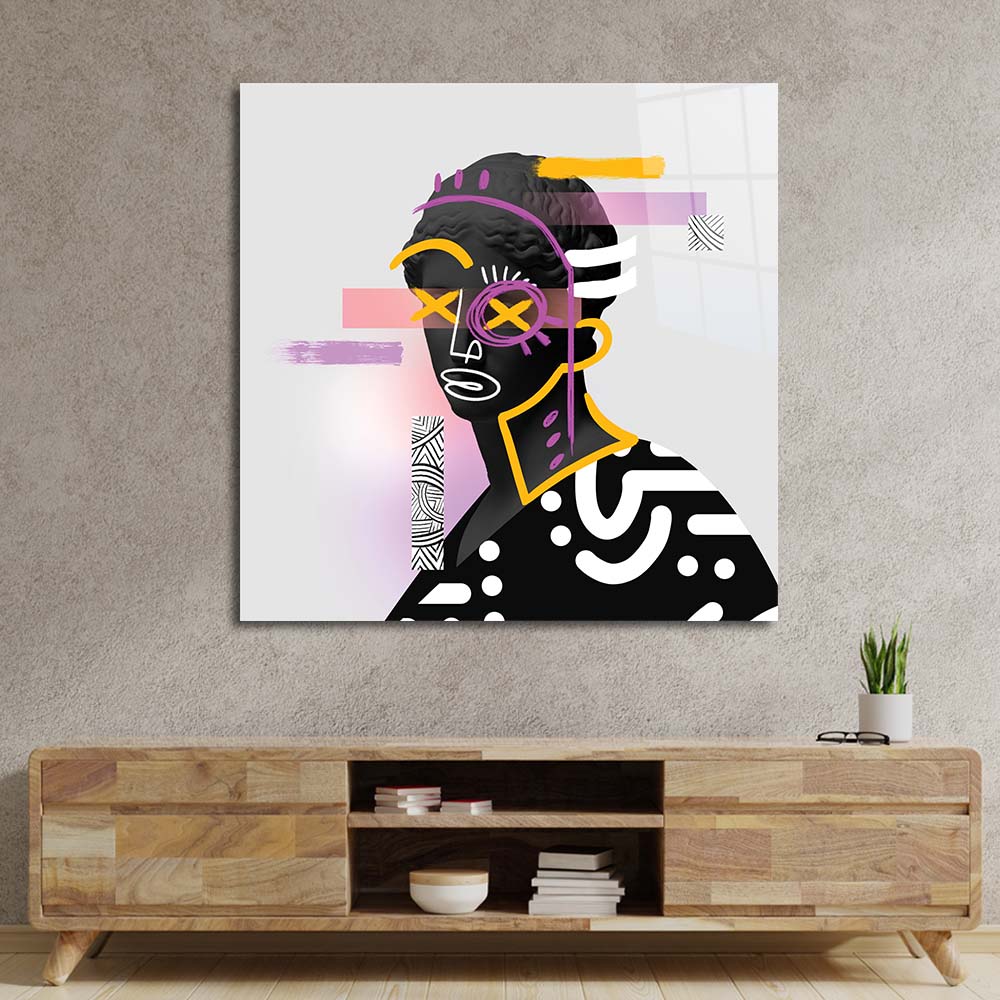 Vandalised Greek Statue 2 Glass Wall Art