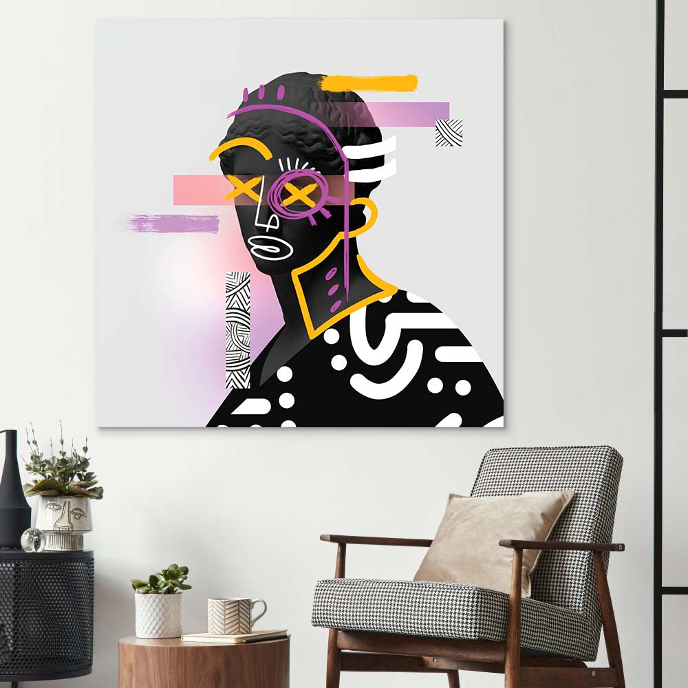 Vandalised Greek Statue 2 Glass Wall Art