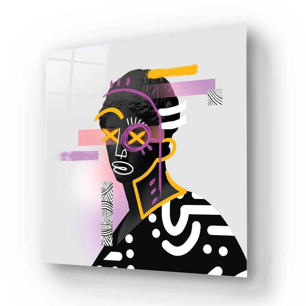 Vandalised Greek Statue 2 Glass Wall Art