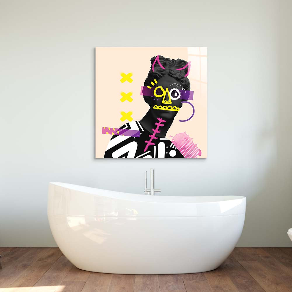 Vandalised Greek Statue 3 Glass Wall Art