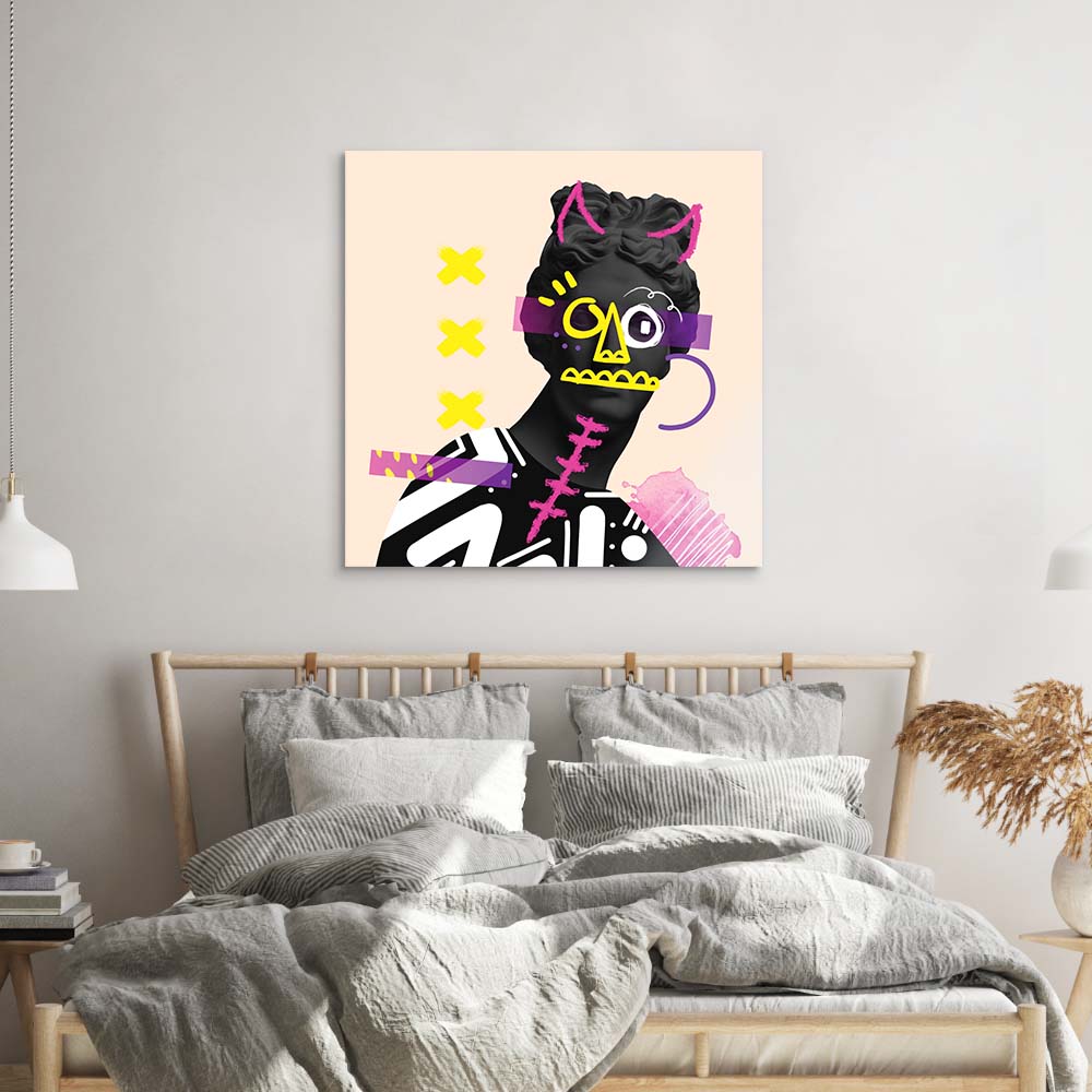 Vandalised Greek Statue 3 Glass Wall Art