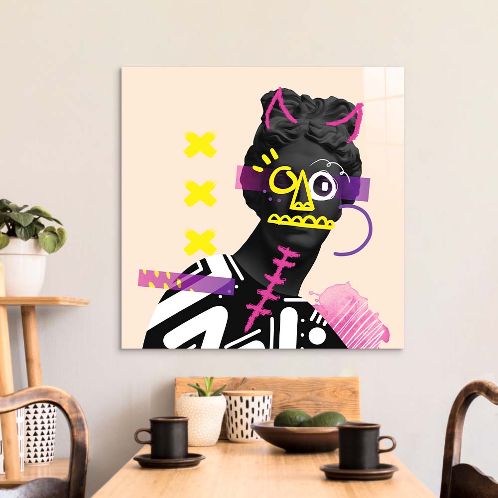 Vandalised Greek Statue 3 Glass Wall Art