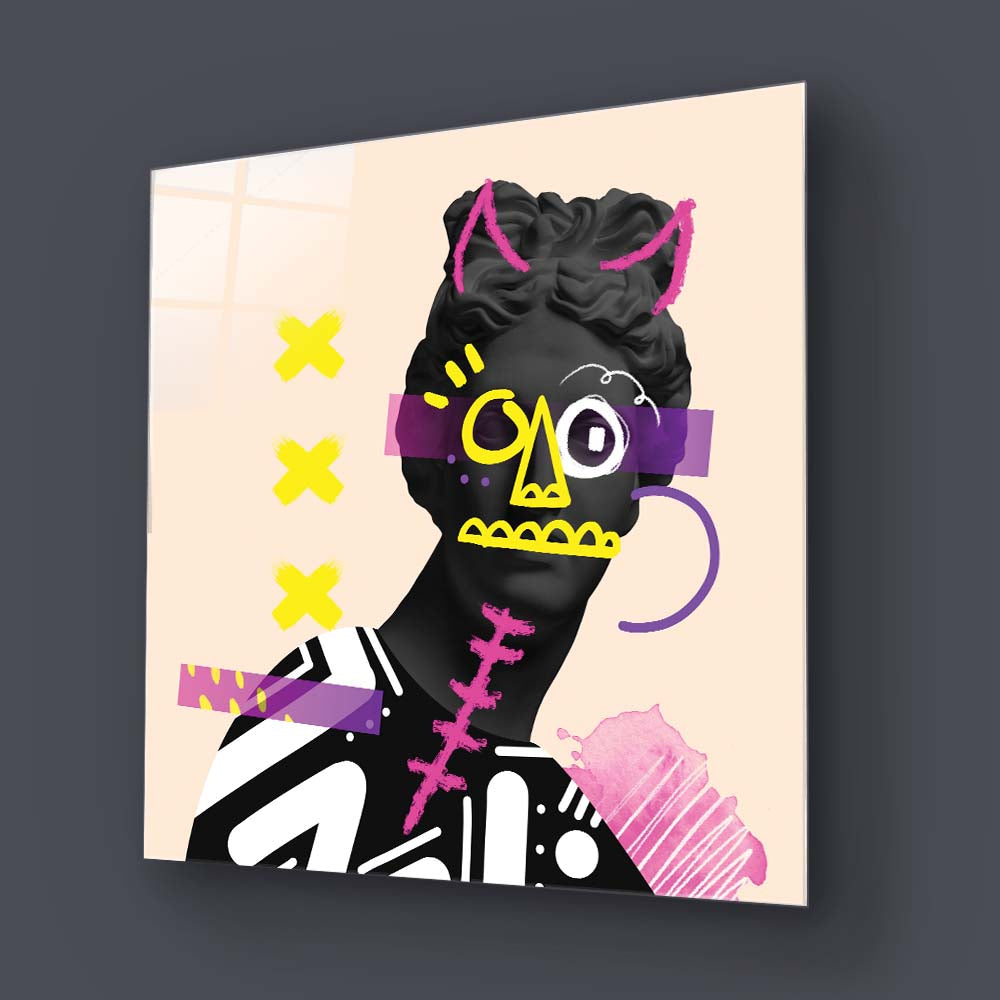 Vandalised Greek Statue 3 Glass Wall Art