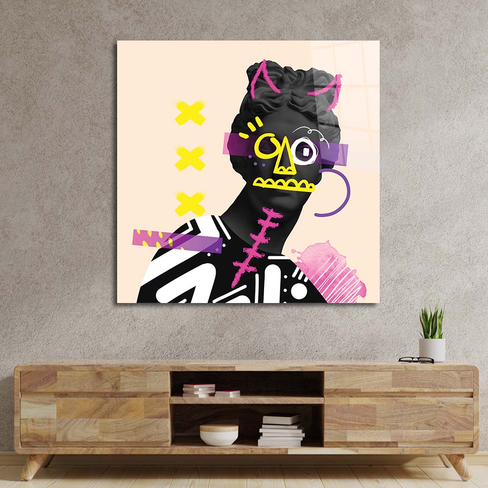 Vandalised Greek Statue 3 Glass Wall Art