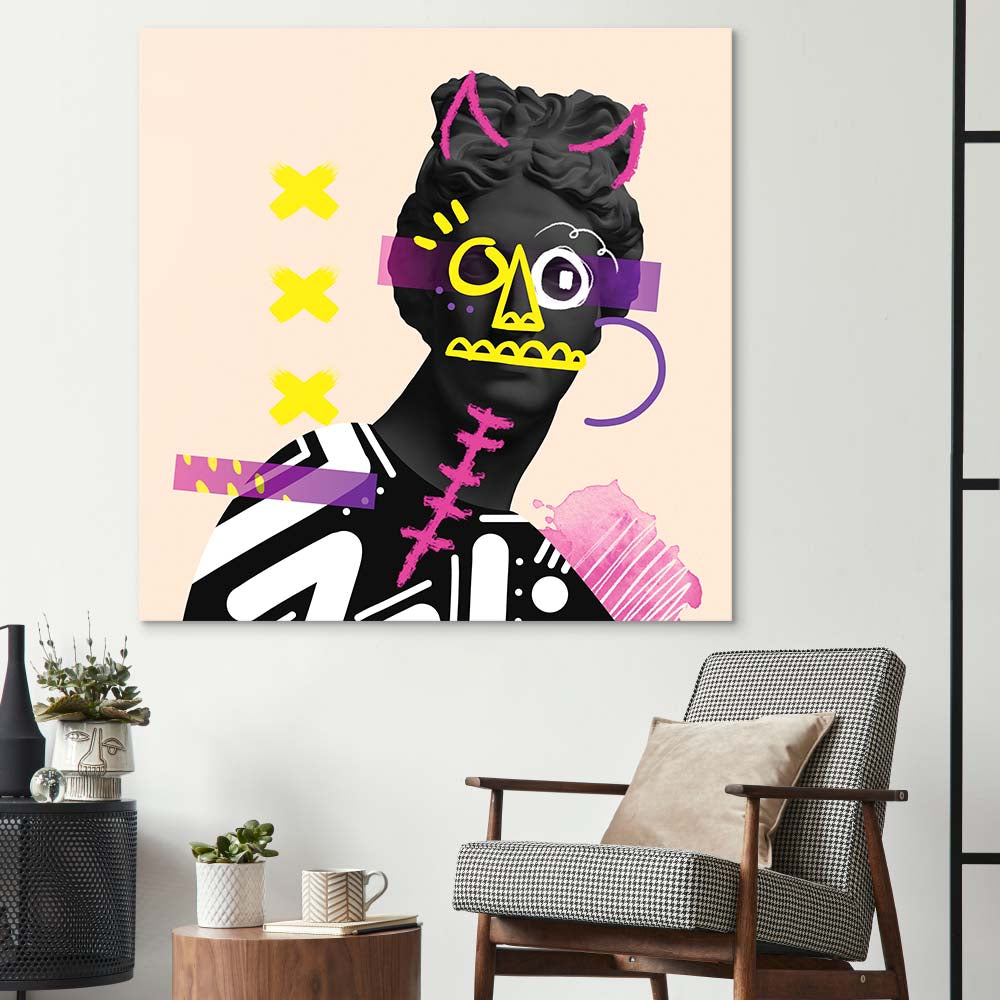 Vandalised Greek Statue 3 Glass Wall Art