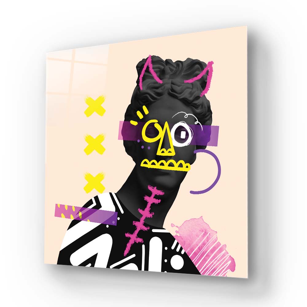 Vandalised Greek Statue 3 Glass Wall Art