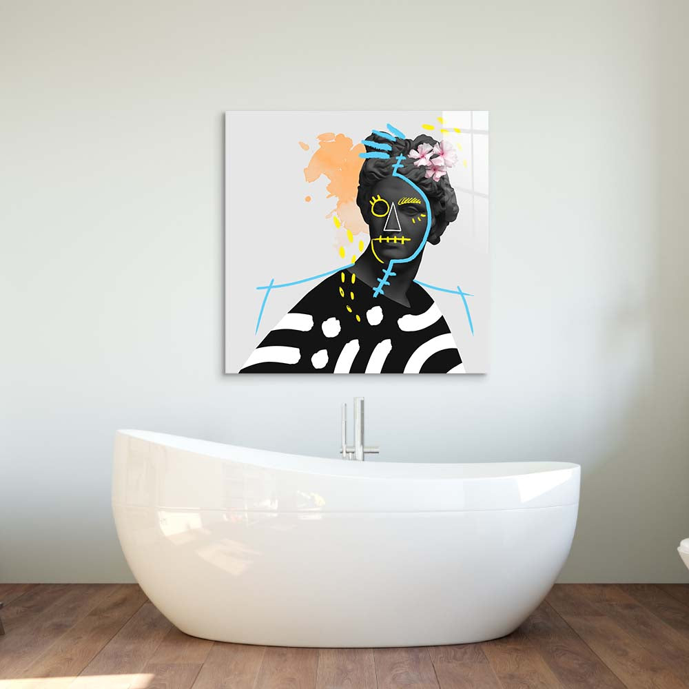 Vandalised Greek Statue 4 Glass Wall Art