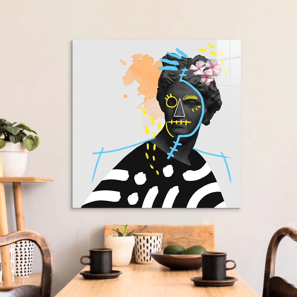 Vandalised Greek Statue 4 Glass Wall Art