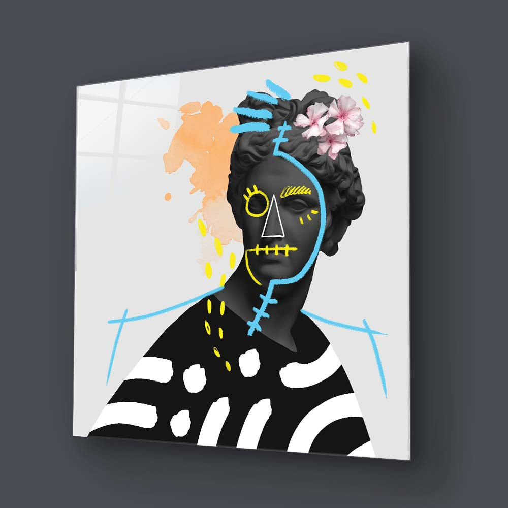 Vandalised Greek Statue 4 Glass Wall Art