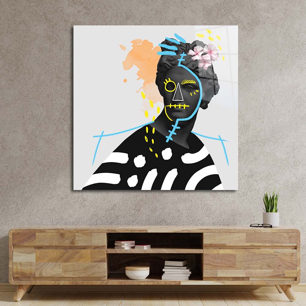 Vandalised Greek Statue 4 Glass Wall Art