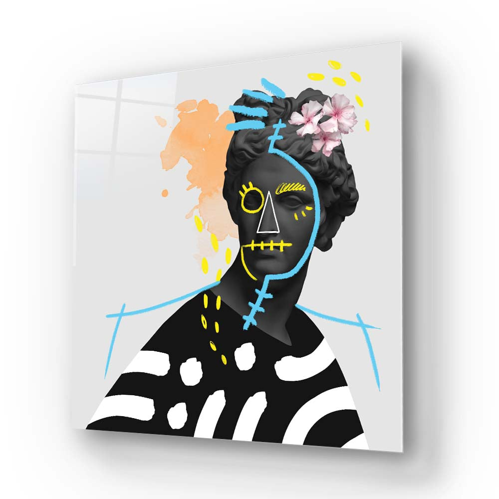 Vandalised Greek Statue 4 Glass Wall Art