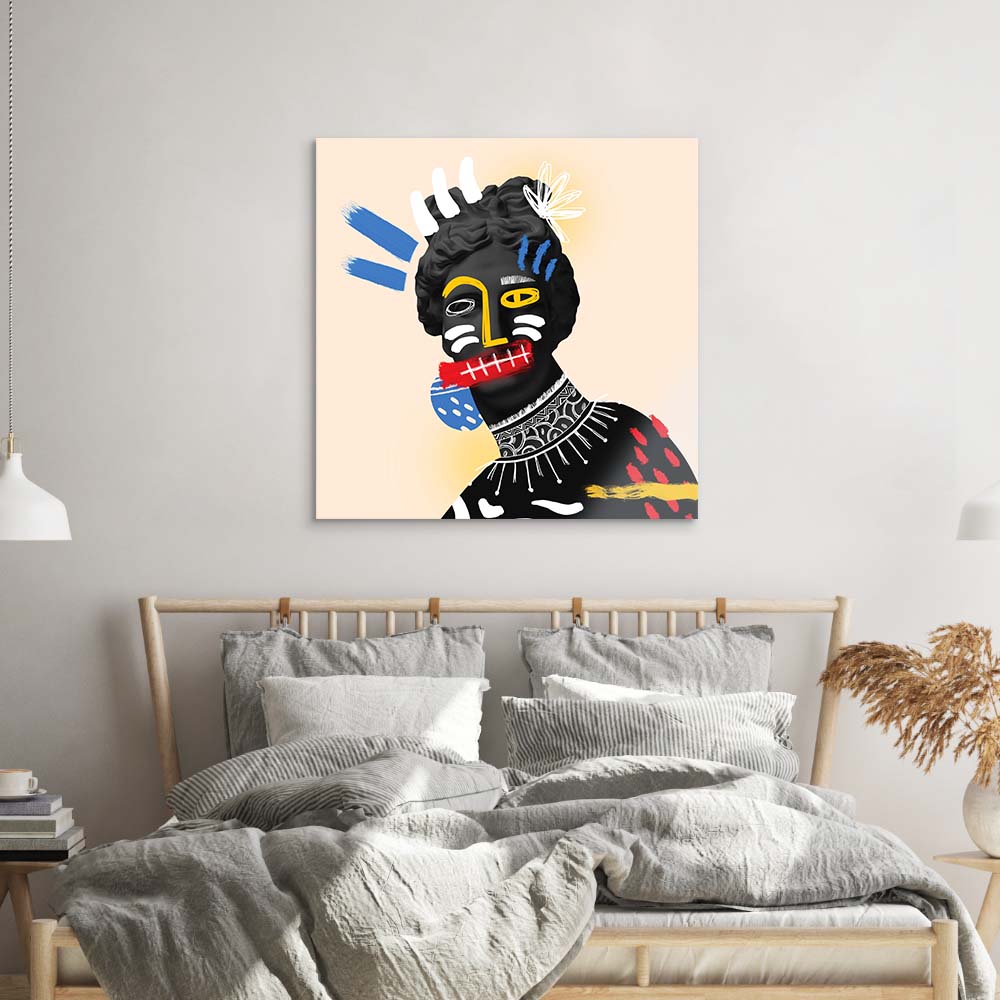 Vandalised Greek Statue Glass Wall Art