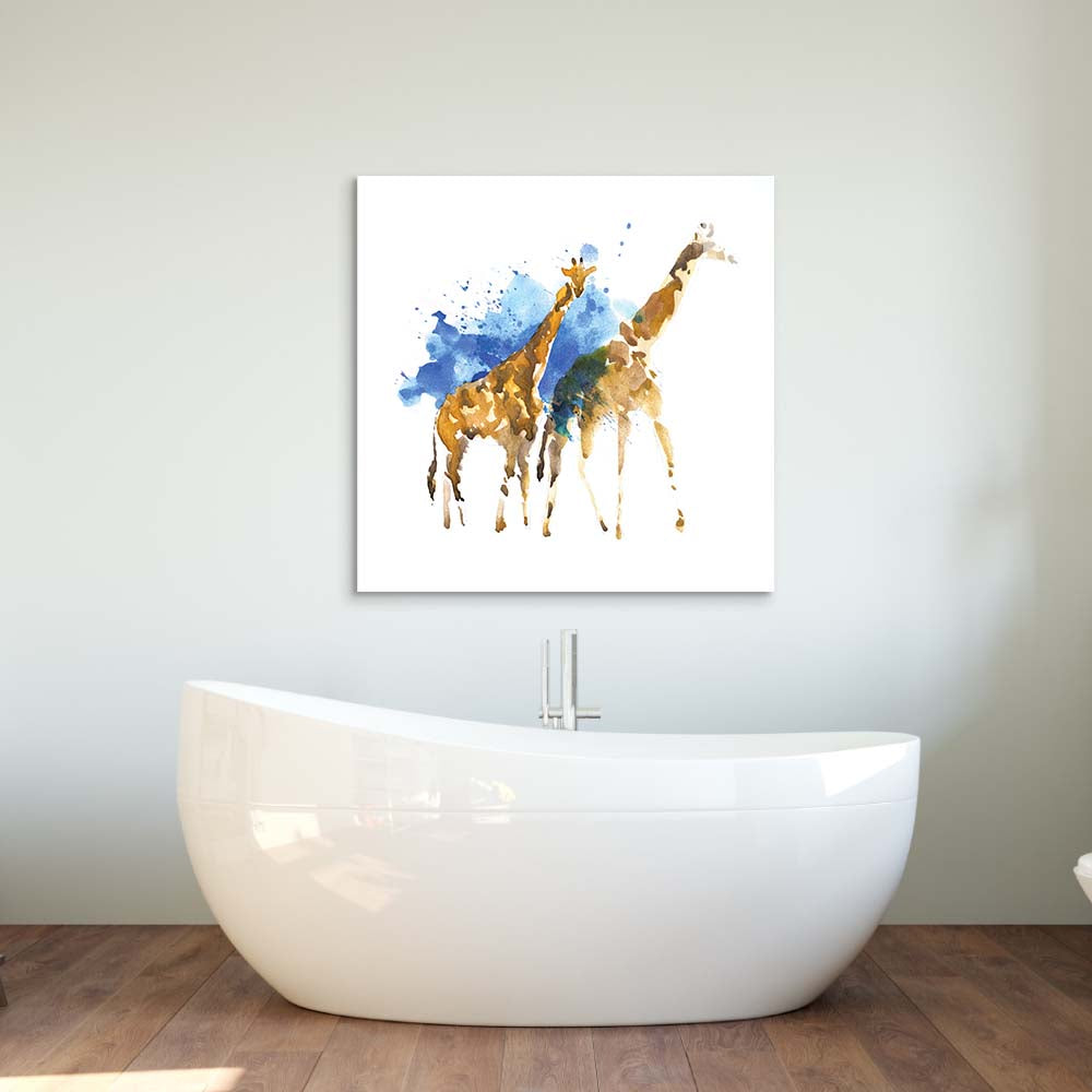 Watercolour Giraffe Glass Wall Art