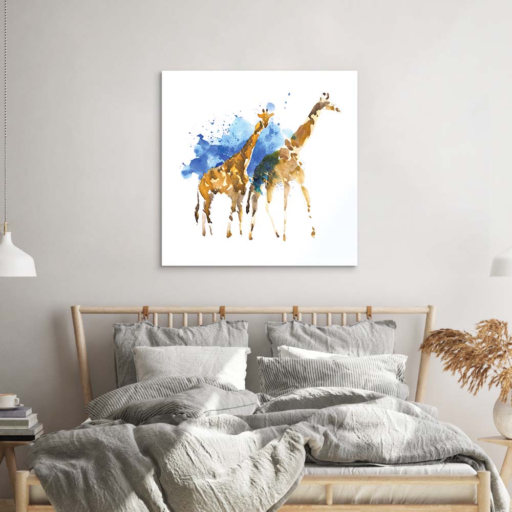 Watercolour Giraffe Glass Wall Art