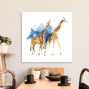 Watercolour Giraffe Glass Wall Art